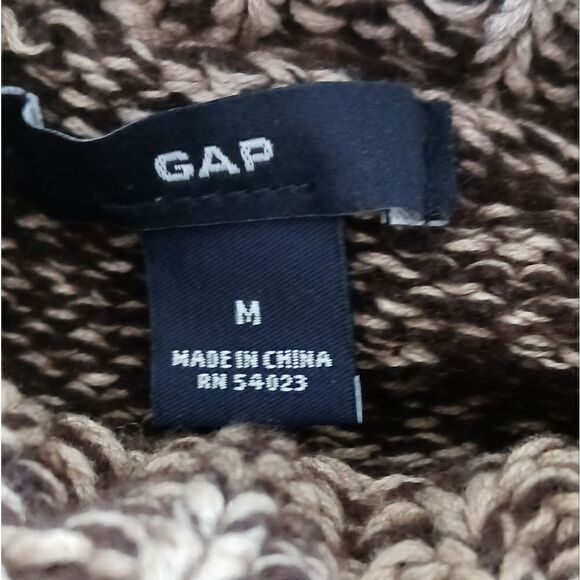 Gap Lambswool/Cotton Turtleneck Sweater Marled  Rolled Hem Size Medium - Picture 8 of 9